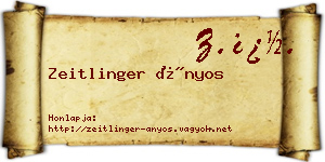 Zeitlinger Ányos névjegykártya